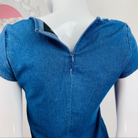 Zara Trf / Frayed Hem Blue Jean Dress - Picture 7 of 8